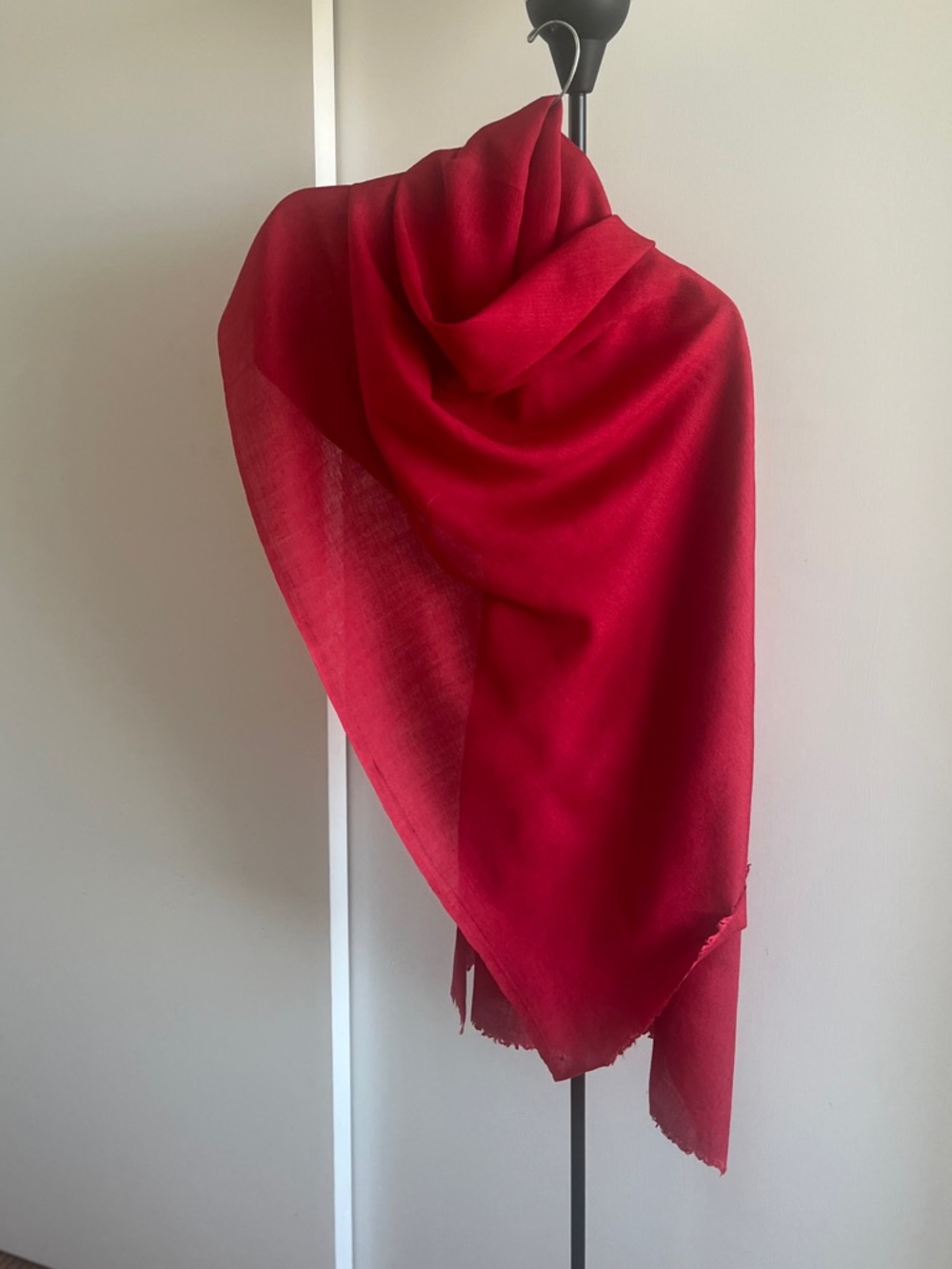 Silk Blend Blood 🩸 Red Woven Scarf Dupatta Wrap Stole Elegant Flowy 78" x 29.5"